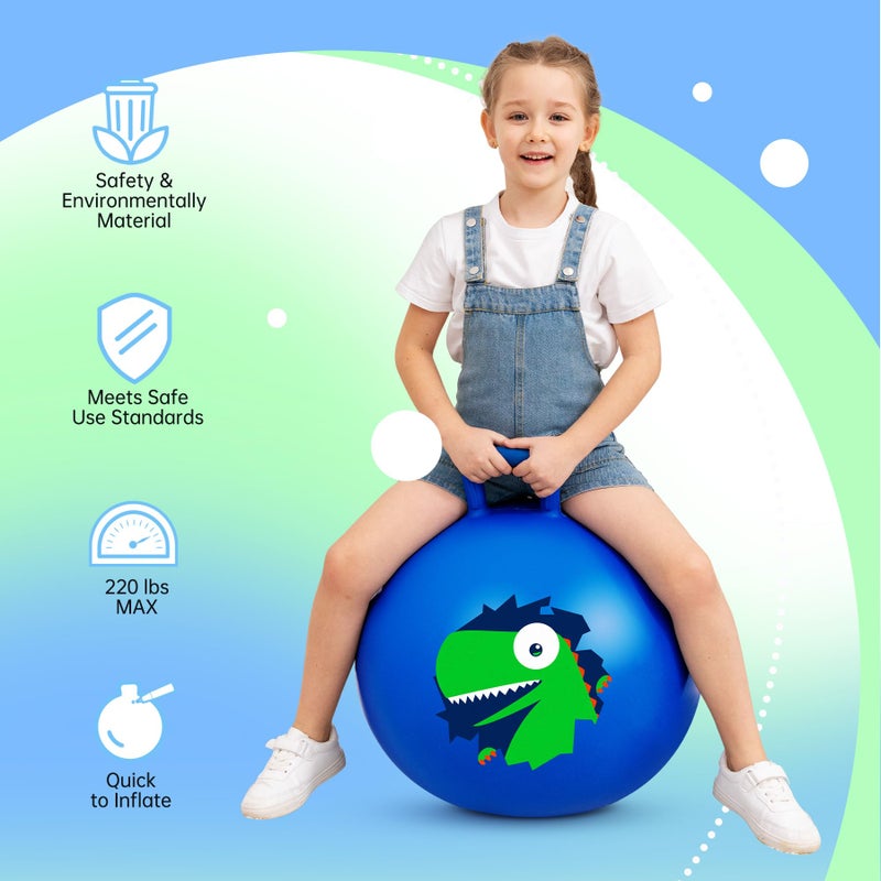 ZOOJOY Hopper Ball  Hopping Toys for Kids  18inch Bouncy Ball with Handle for Boys Girls Aged 3-8  Inflatable Dinosaur Bounce Hopper Toy with Pump - Image 4
